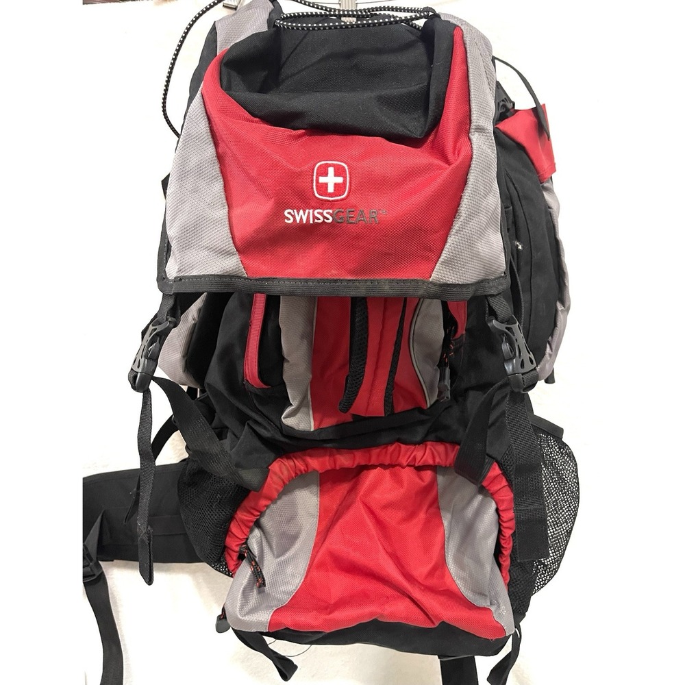 Swiss gear Camping Hiking Backpacking Large Backpack black/red SG26001F Pockets!